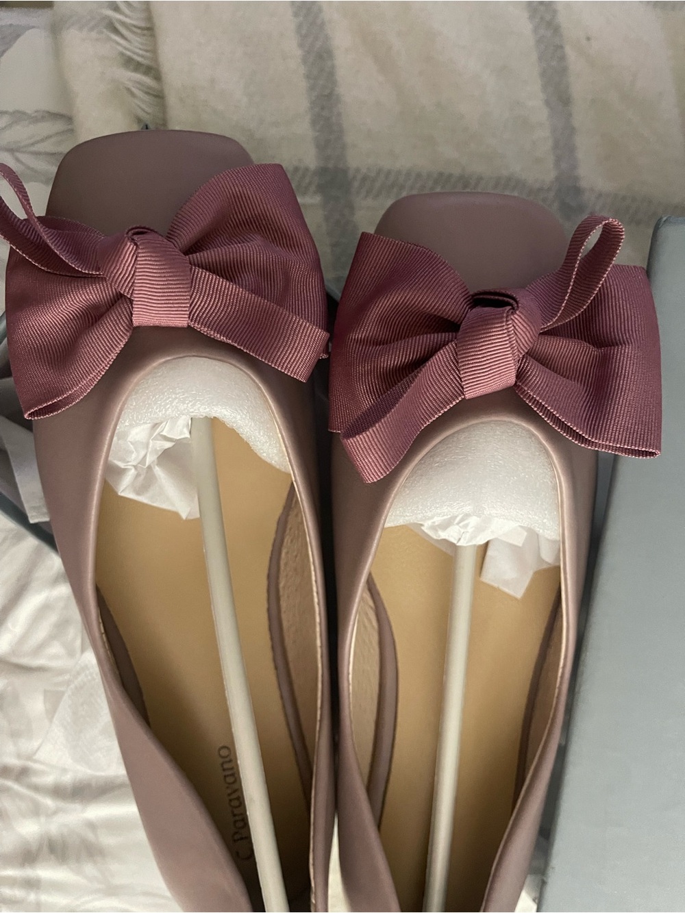 Women's Bow-Trim Ballet Flats in Dusty Rose